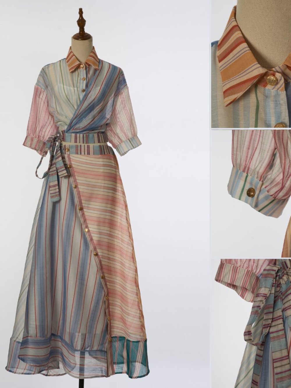 Zimmermann Blue Striped Wrap Dress